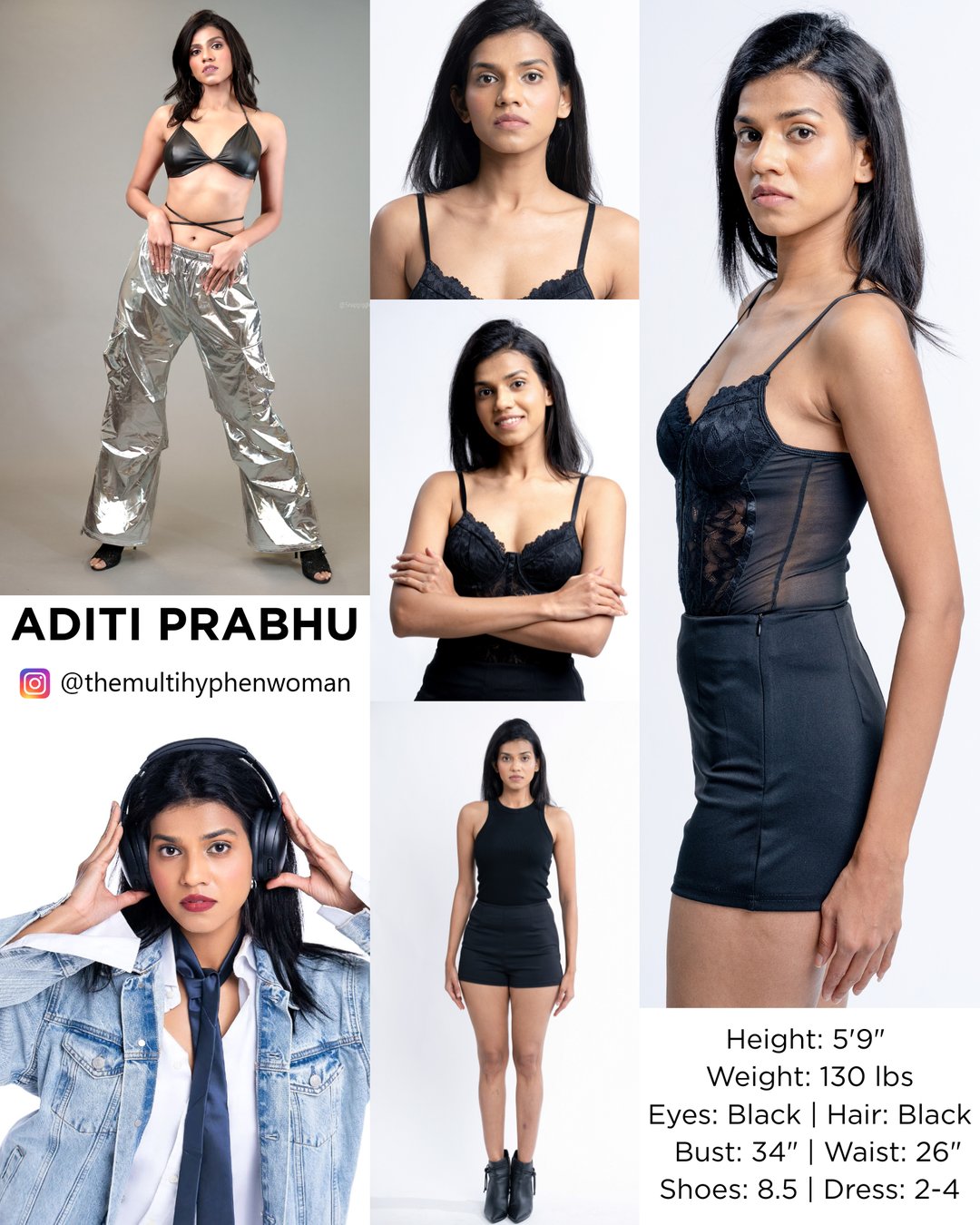 Aditi Prabhu comp card — digitals and measurements